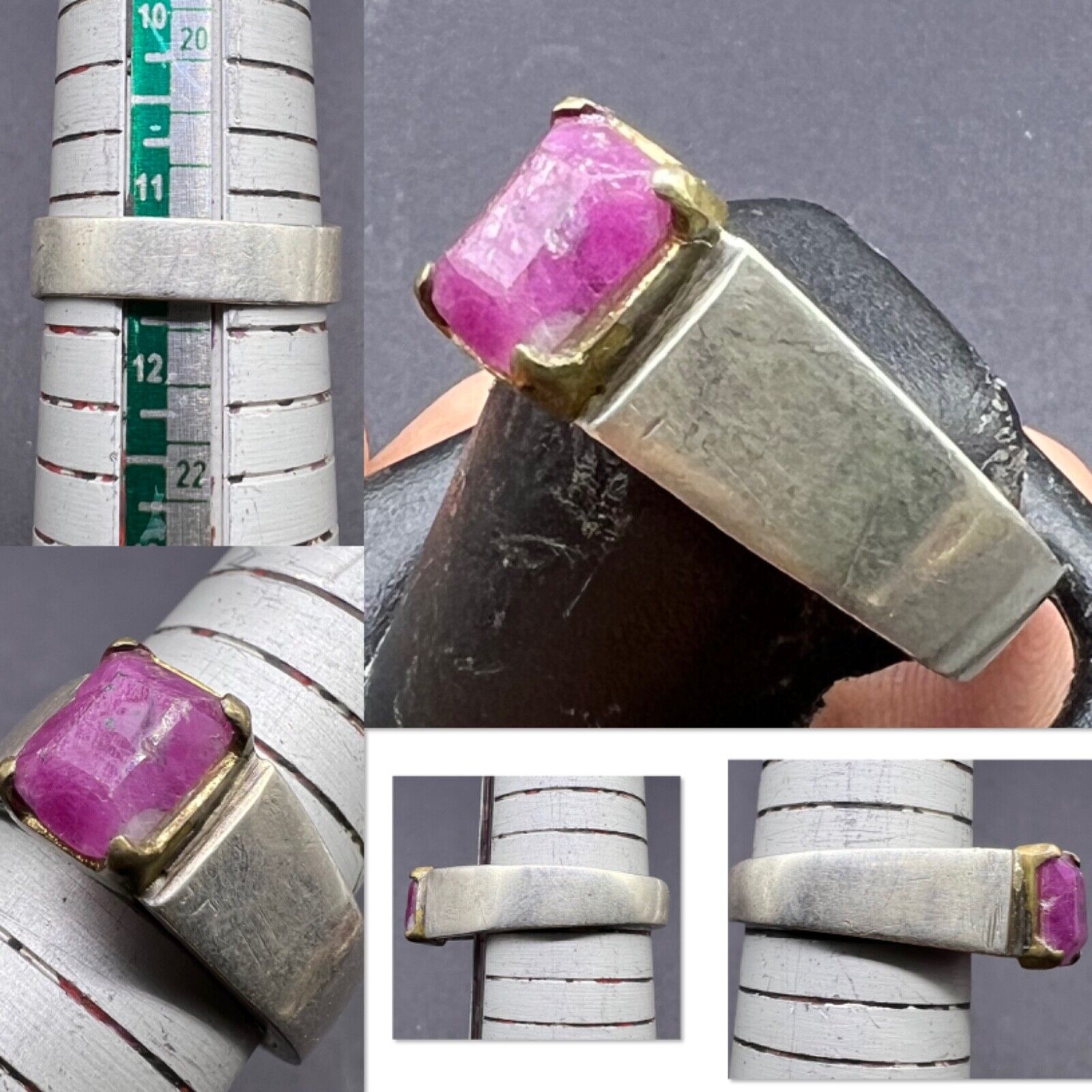 Beautiful Old Natural Ruby Stone Vintage Pure Sliver Ring From Afghanistan