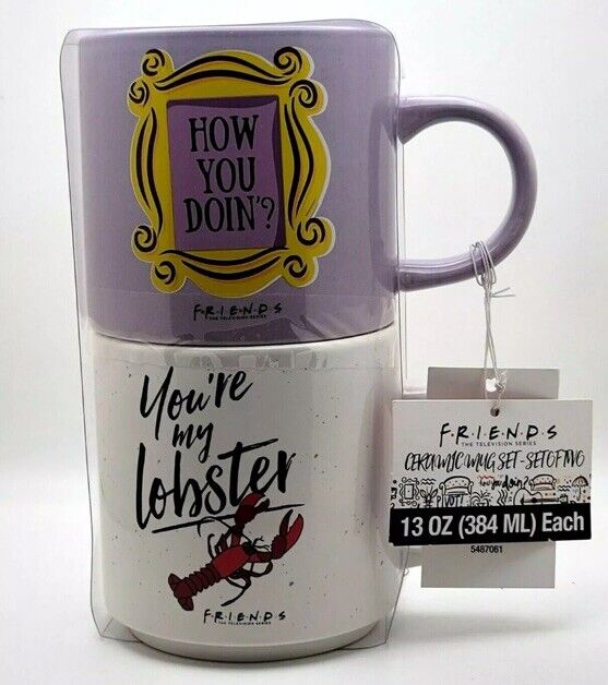 New Friends TV Series Coffee Gift Set Cup Mugs Lobster & Peephole How You Doin\'?