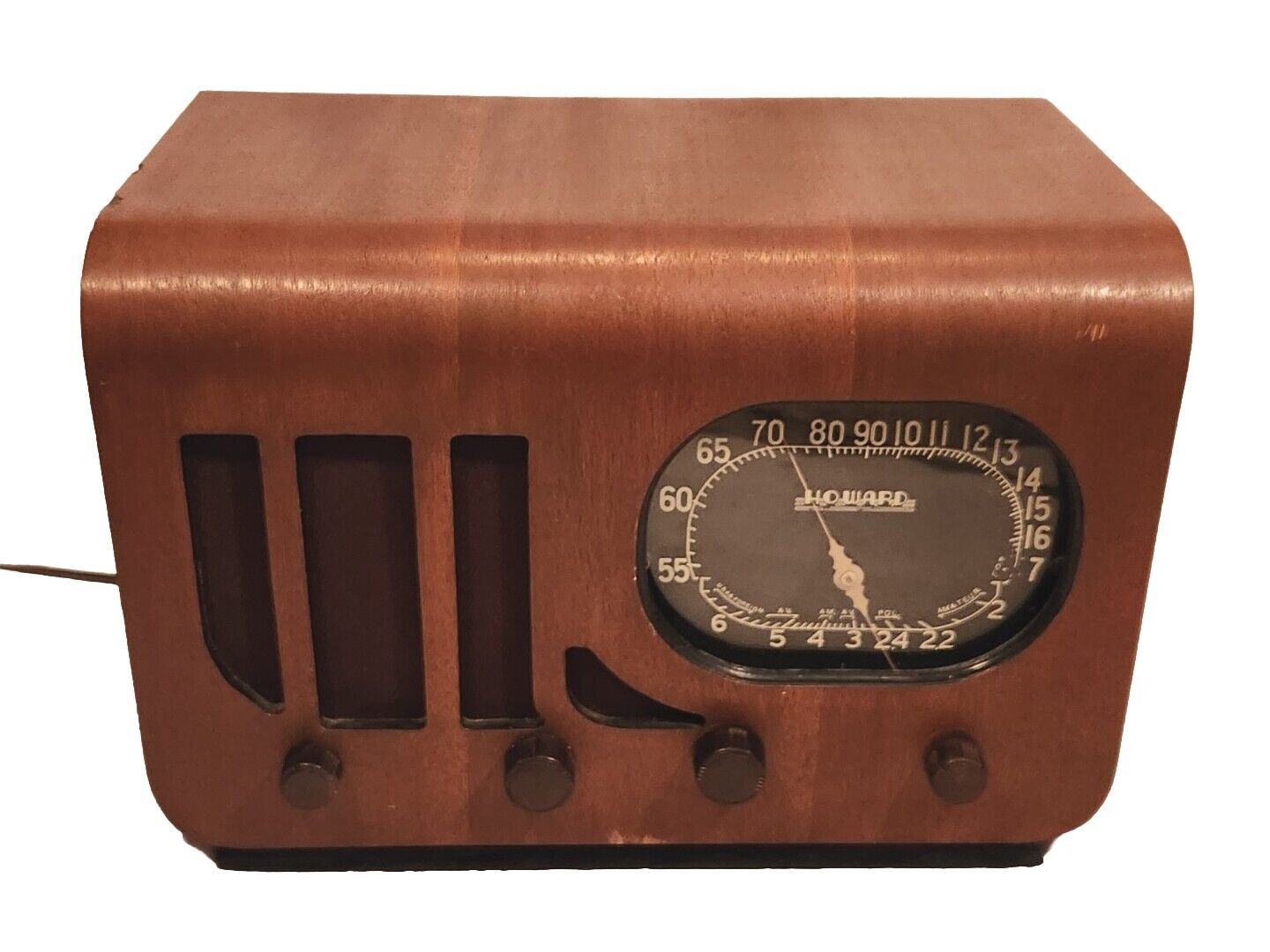 Rare Vtg Hard To Find Howard 225 Desktop Tube Radio 1946 Wood Case Working Orig