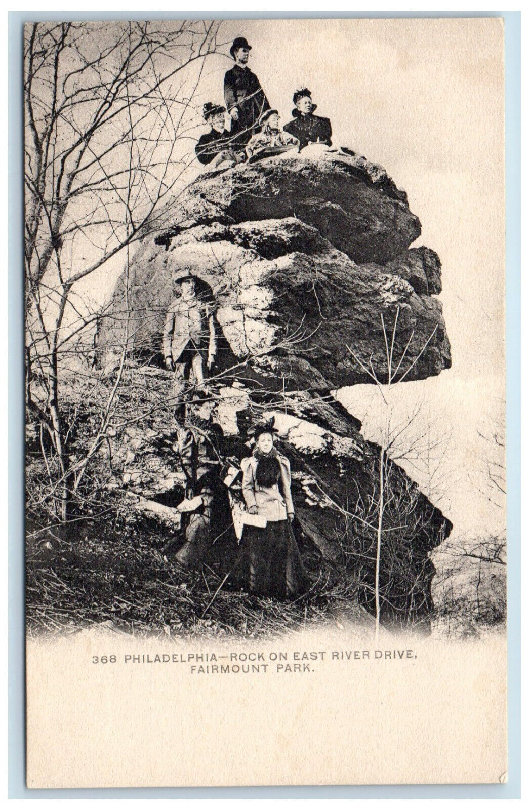 c1905 Rock on East River Drive Fairmount Park Philadelphia PA Postcard