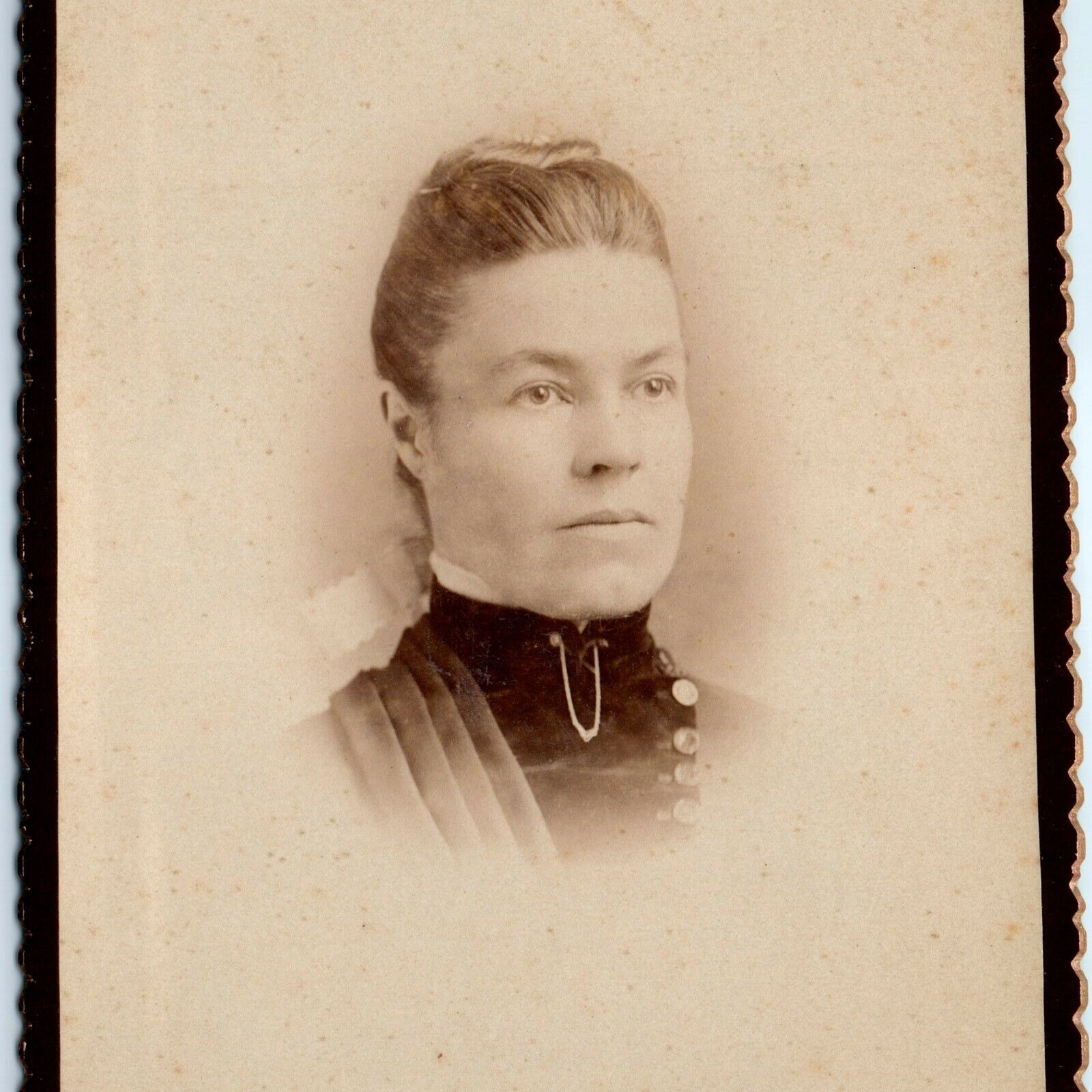 c1890s Edinboro, PA Serious Woman Cabinet Card Photo Antique Van Dyke B2
