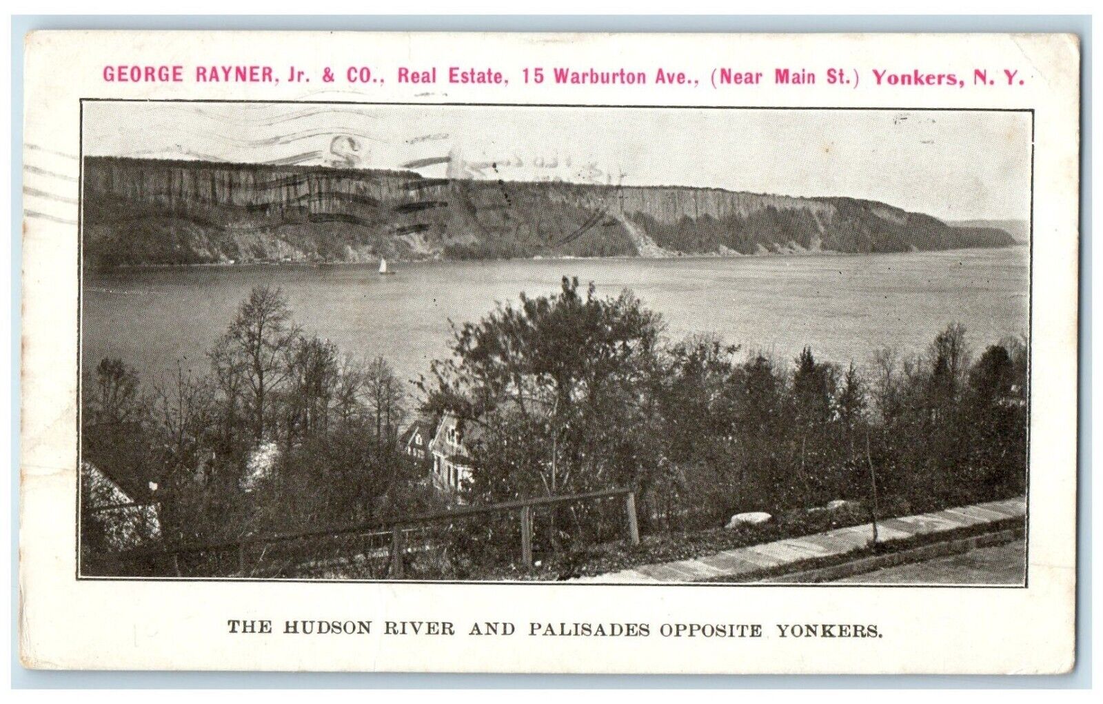 1907 George Rayner Hudson River Palisades Yonkers New York NY Vintage Postcard
