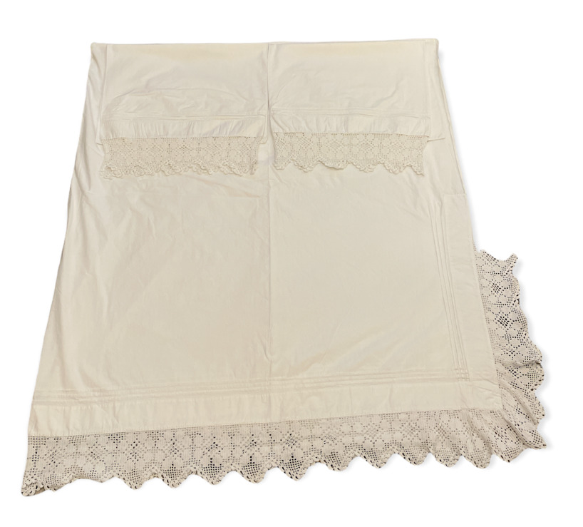 Vintage Cottage White Cotton Double Duvet Cover Pillowcases 5