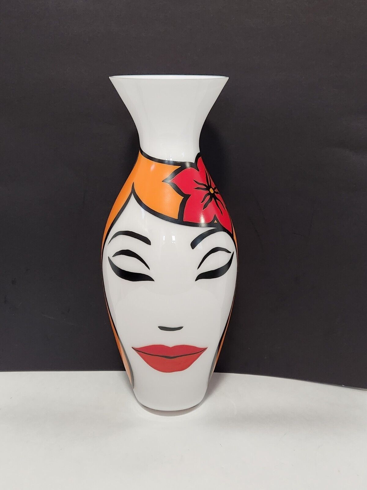 Rare Rosenthal Pop Art Large Glass Vase FACE TO FACE Series - Ekaterina Moré