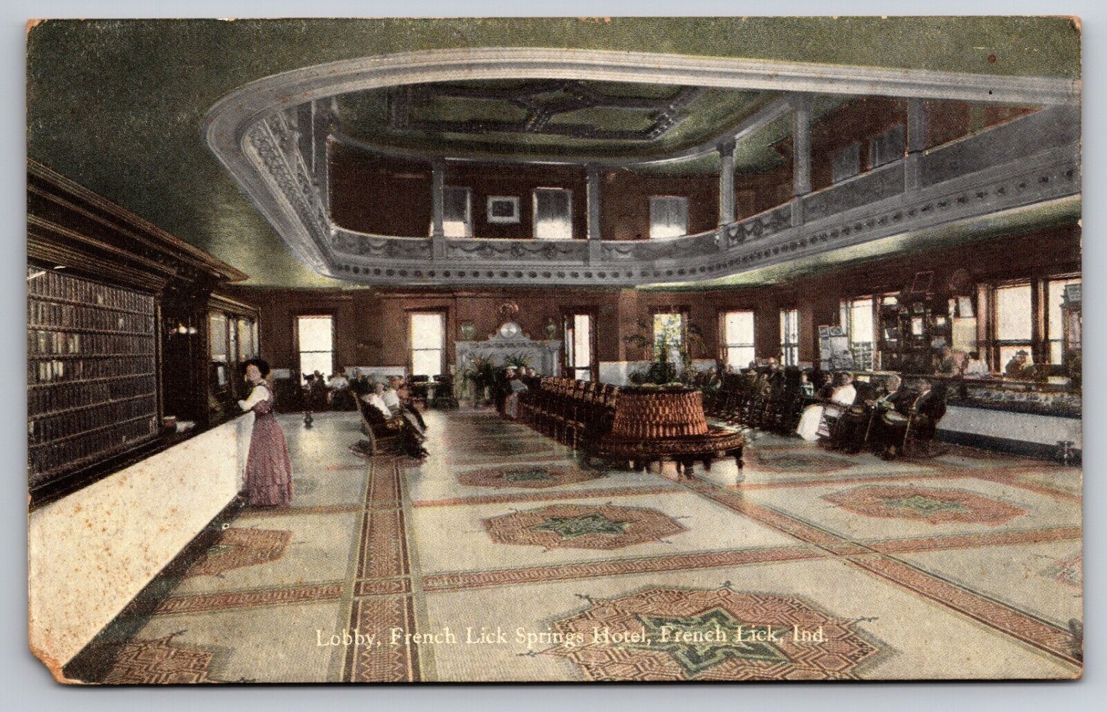 Lobby French Lick Springs Hotel French Lick Indiana IN c1910 Postcard