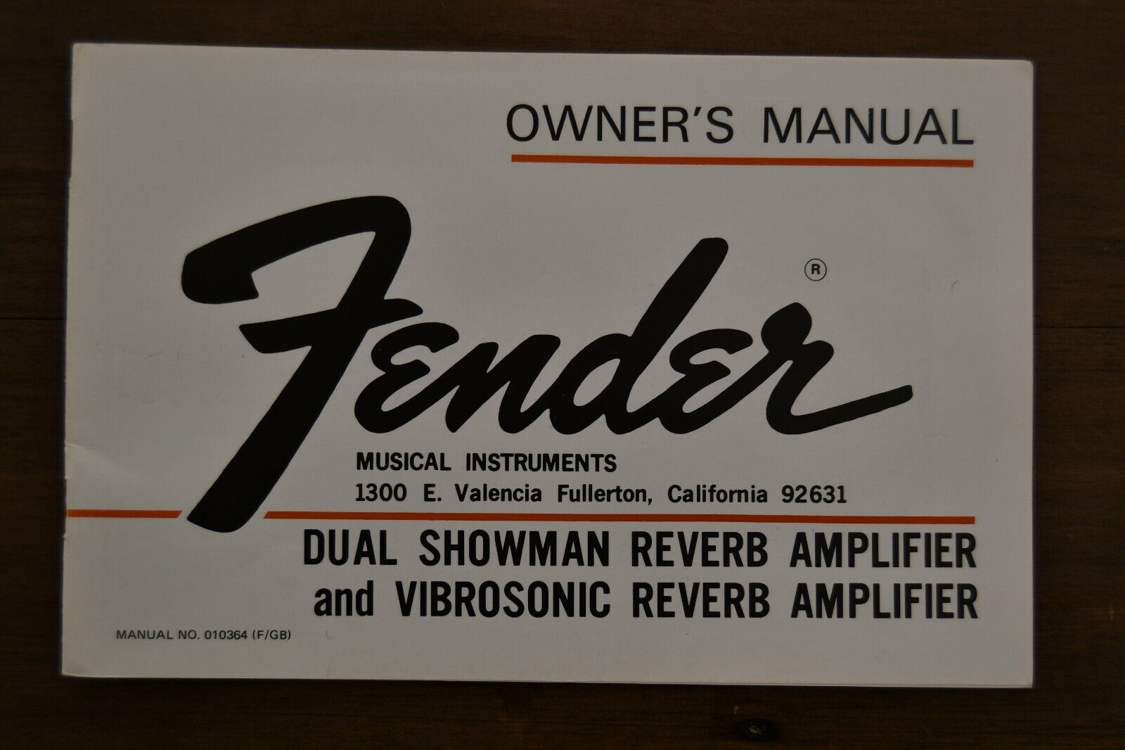 Fender Dual Showman & Fender Vibrasonic Amp Owners Manual 1972