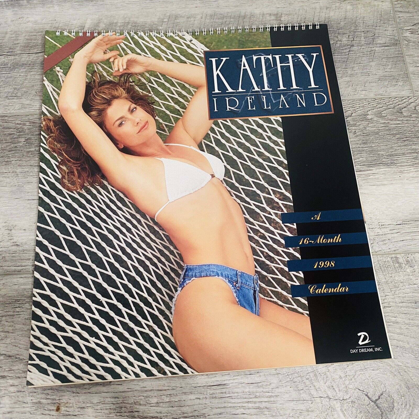 Kathy Ireland Vtg 1998 Swimsuit Calendar 90s Daydream 16 Mo 15x13 Large