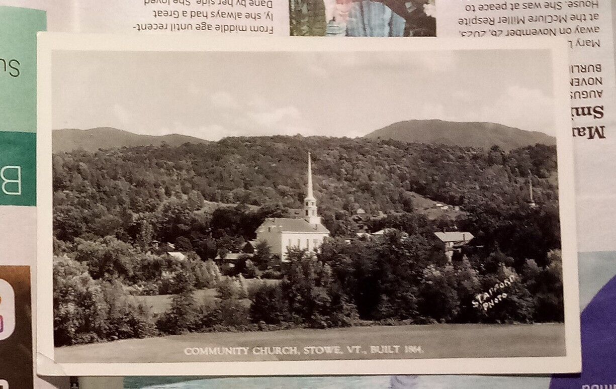 Community Church Stowe Vermont RPPC Postcard Stafford