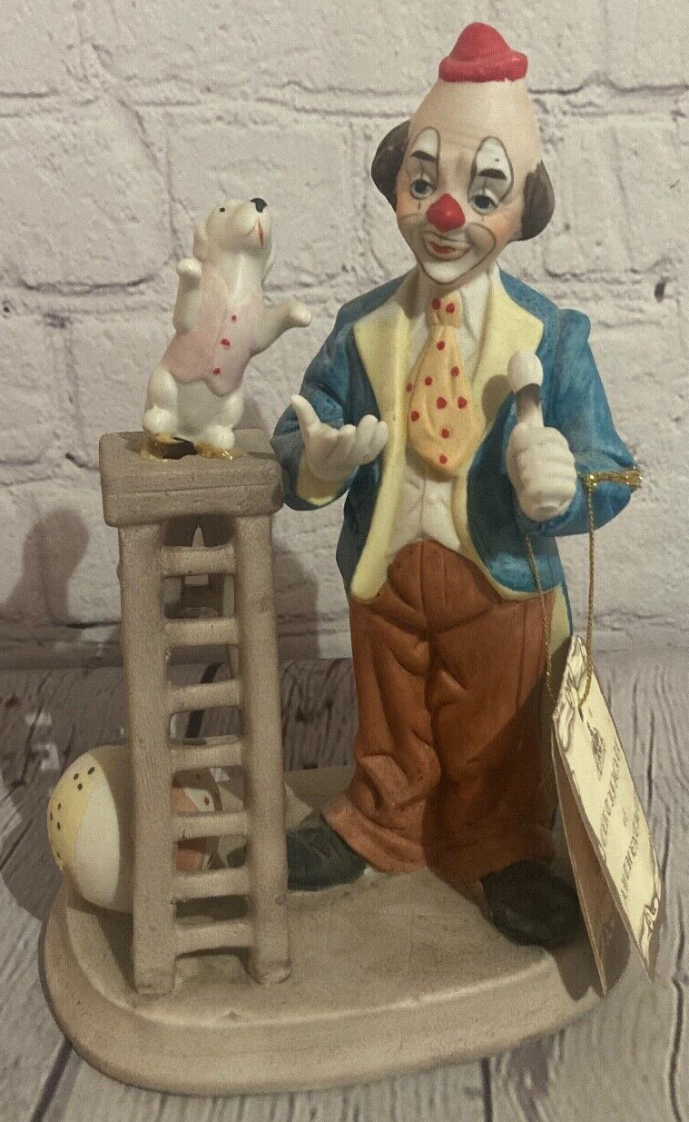 Vintage 1982 Clown figurine collectible Arnart Imports Circus Clown with Dog