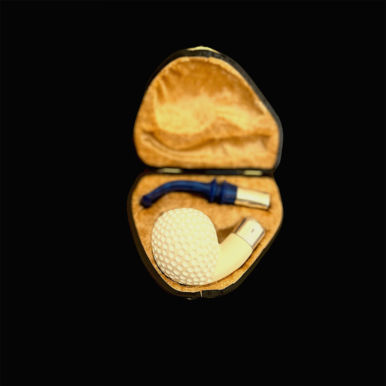Block Meerschaum Pipe 925 silver unsmoked smoking tobacco pipe w case MD-304