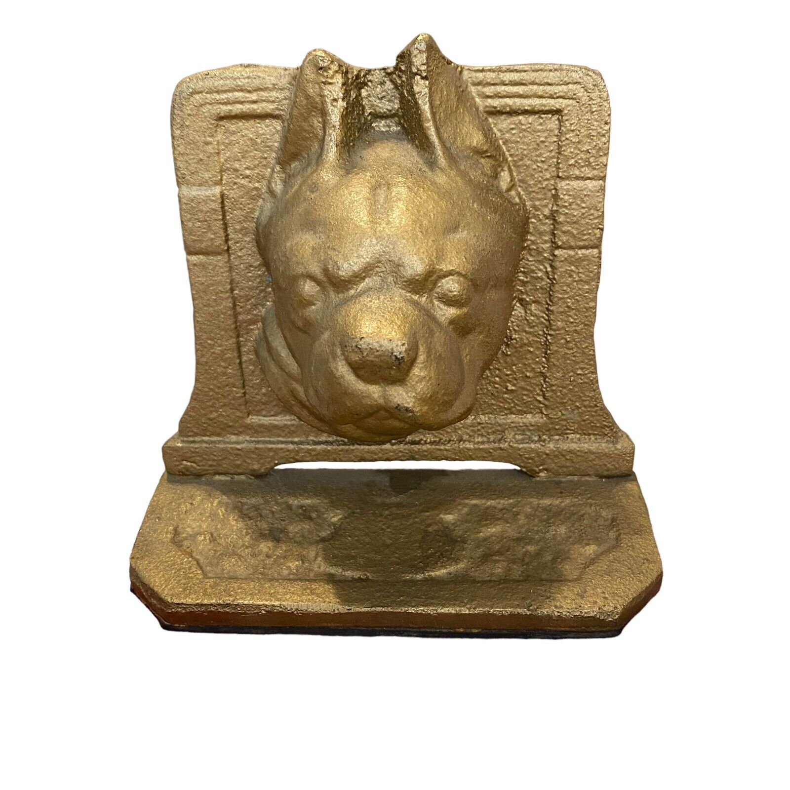RARE Antique Boston Terrier 2-D Cast Iron Book End Bulldog Dog Head Only 1