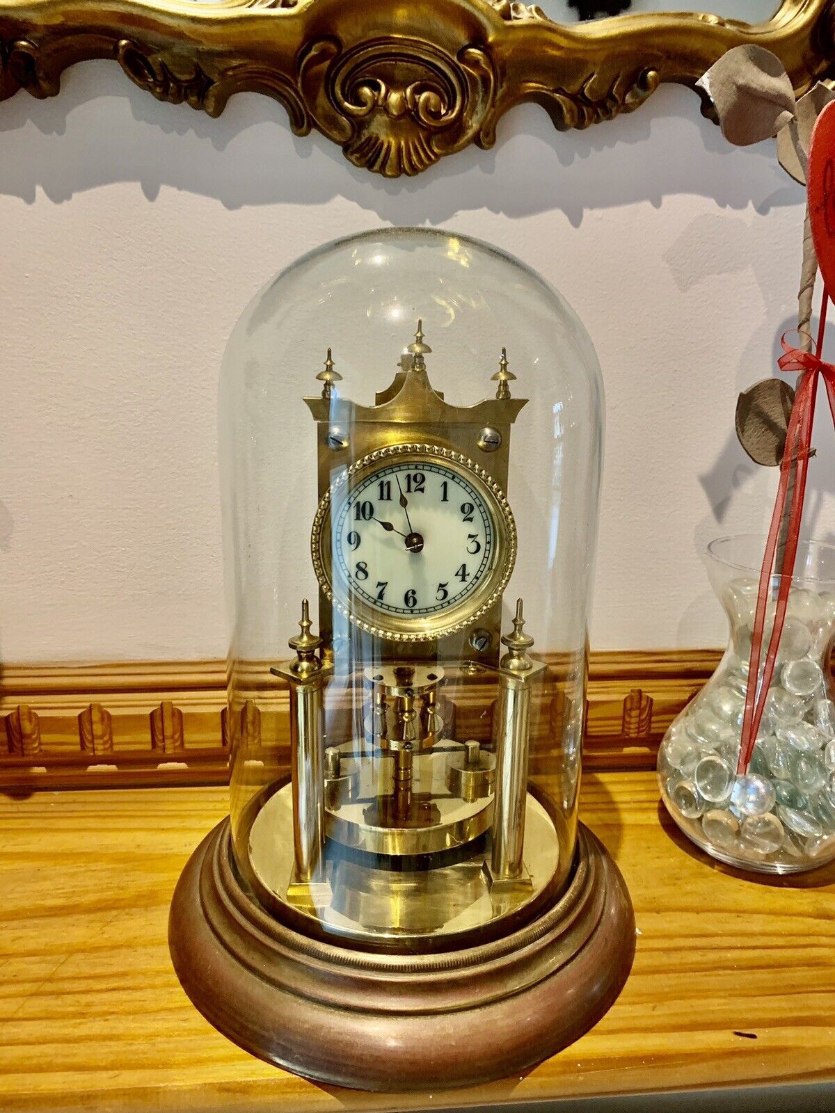 1900 Deep Dish Antique JUF Jahresuhrenfabrik 400 Day Torsion Anniversary Clock ,