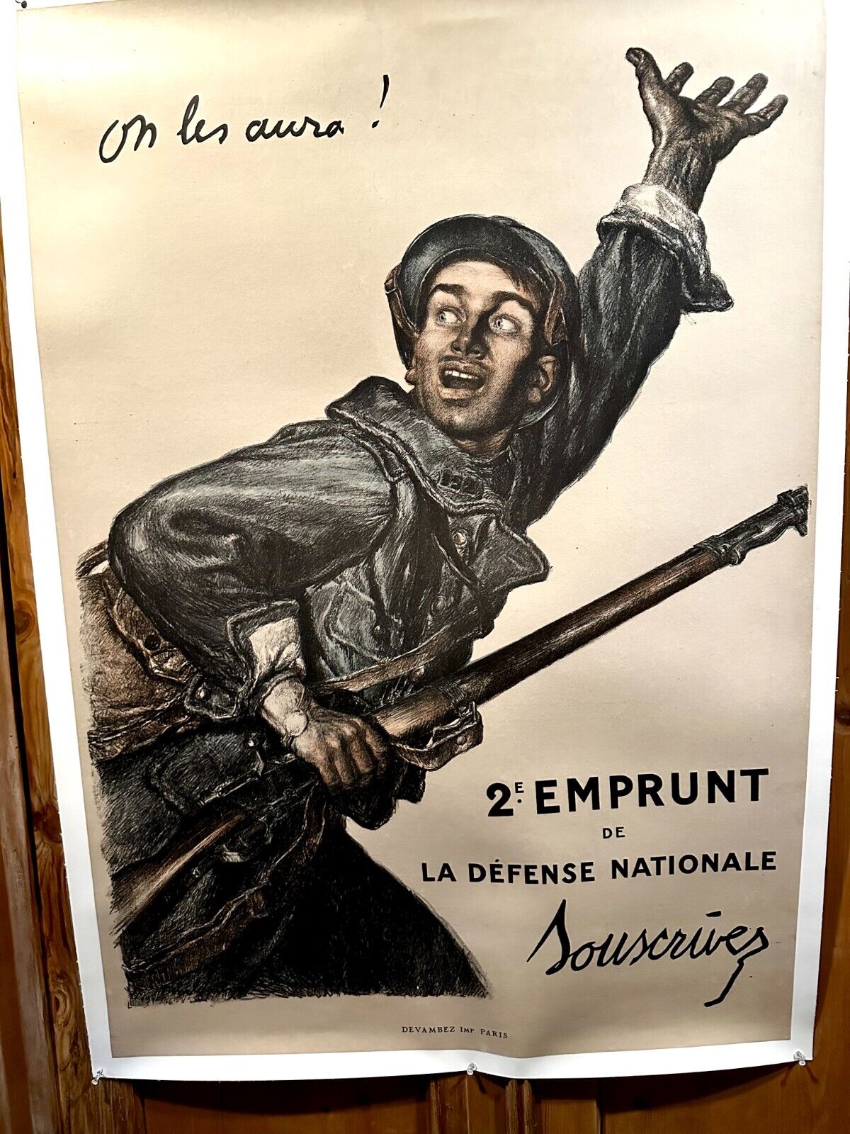 Jules-Abel Faivre, On les aura, Original 1916 WWI French Poster.  Linen mounted