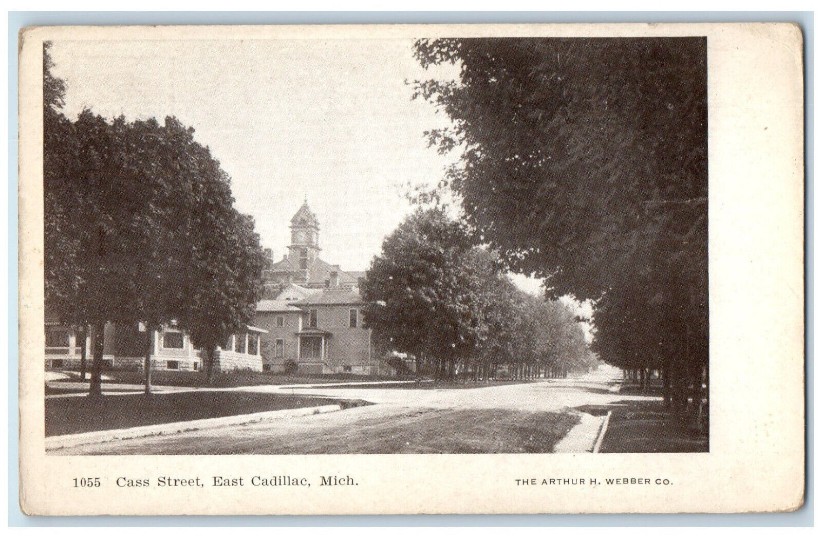 c1910 Cass Street East Cadillac Michigan MI Arthur Webber Co. Postcard