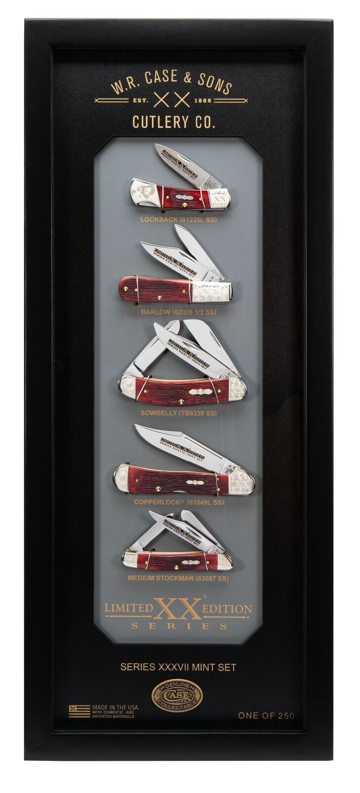 Case xx Knives Limited Edition XXXVII 1/250 5-Piece Mint Set 12215 Old Red Bone