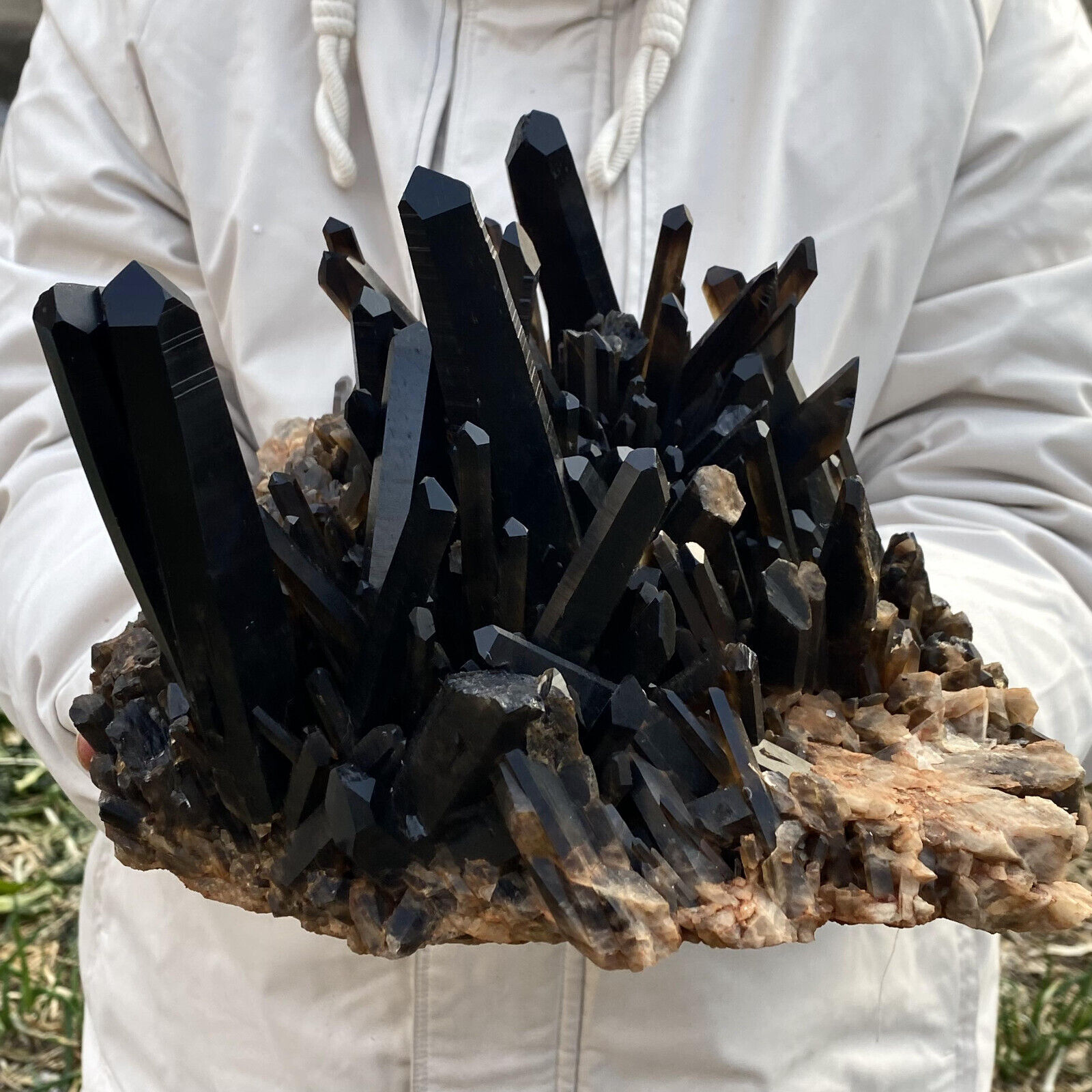 14.1LB Natural Beautiful Black Quartz Crystal Cluster Mineral Specimen Rare