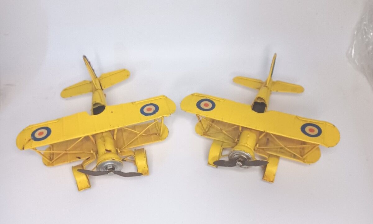 Hobby Lobby VTG Style Yellow Metal Planes Décor Lot of 2