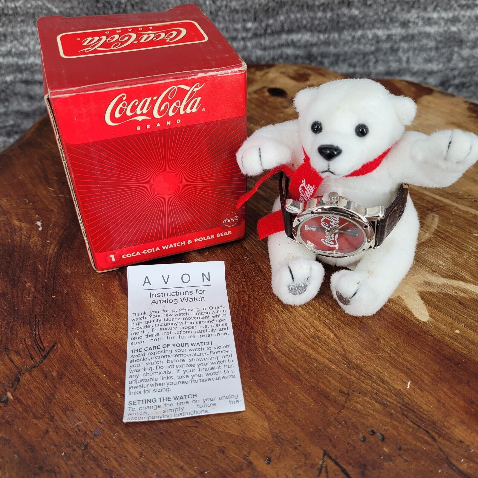 Coke Coca Cola Brand Watch & Polar Bear in Box Avon New Old Stock