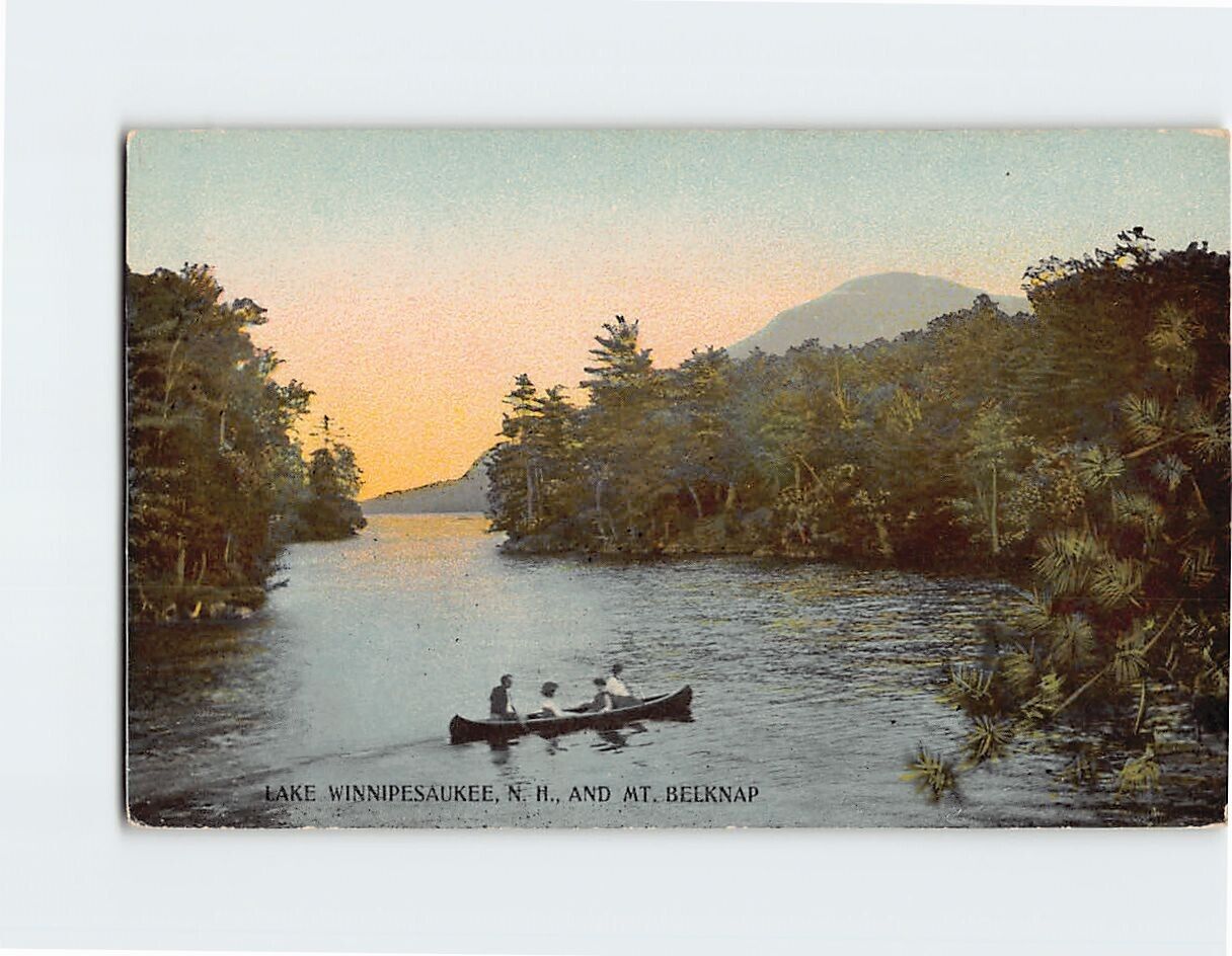 Postcard Lake Winnipesaukee and Mt. Belknap New Hampshire USA