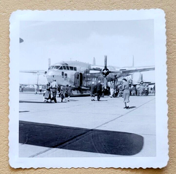 WWII Era Soldiers in Uniform Fighter Military Transport Plane Visitor Day Photo