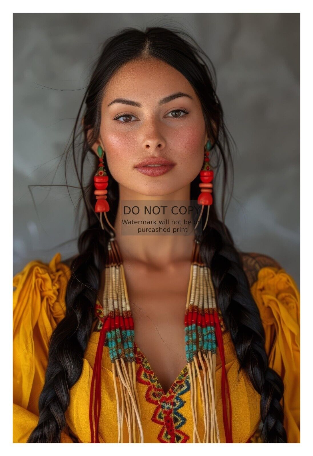 GORGEOUS YOUNG NATIVE AMERICAN LADY BEADS 4X6 FANTASY PHOTO