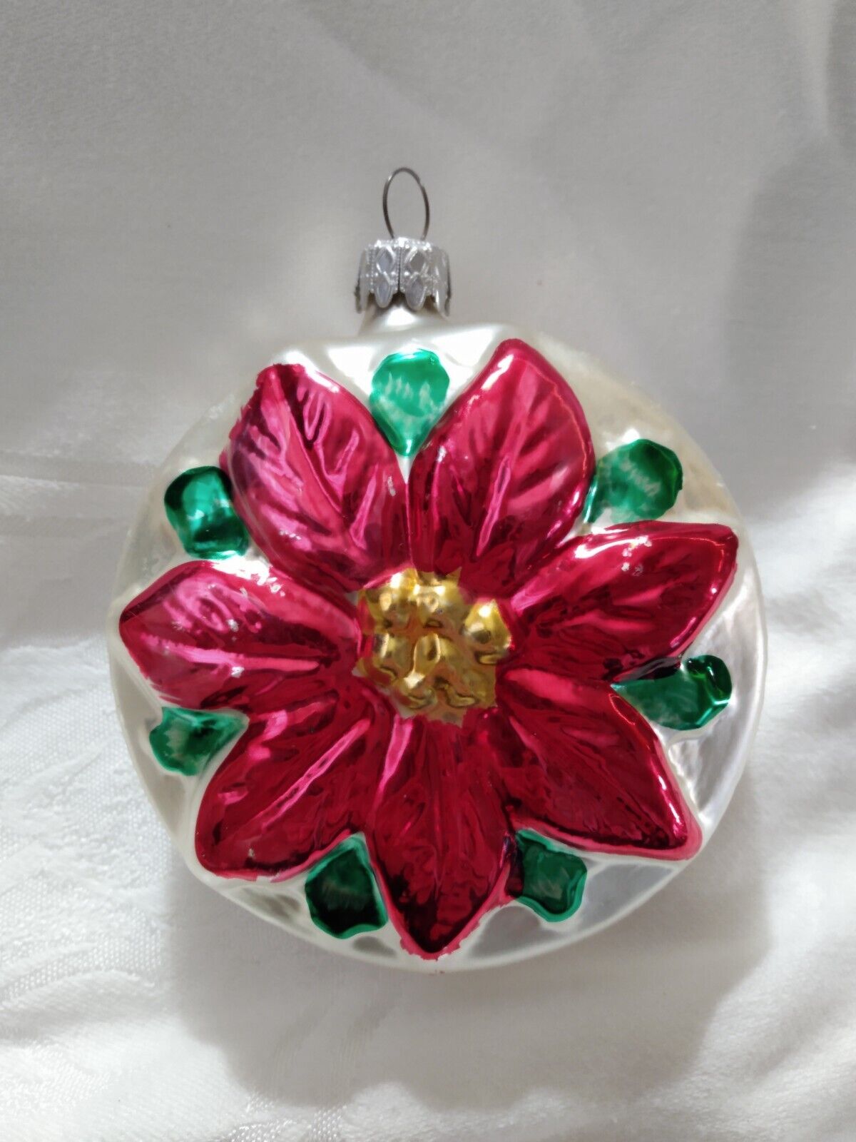 Erwin Eichhorn Glass RED POINSETTIA Christmas Tree Ornament Bavaria Germany