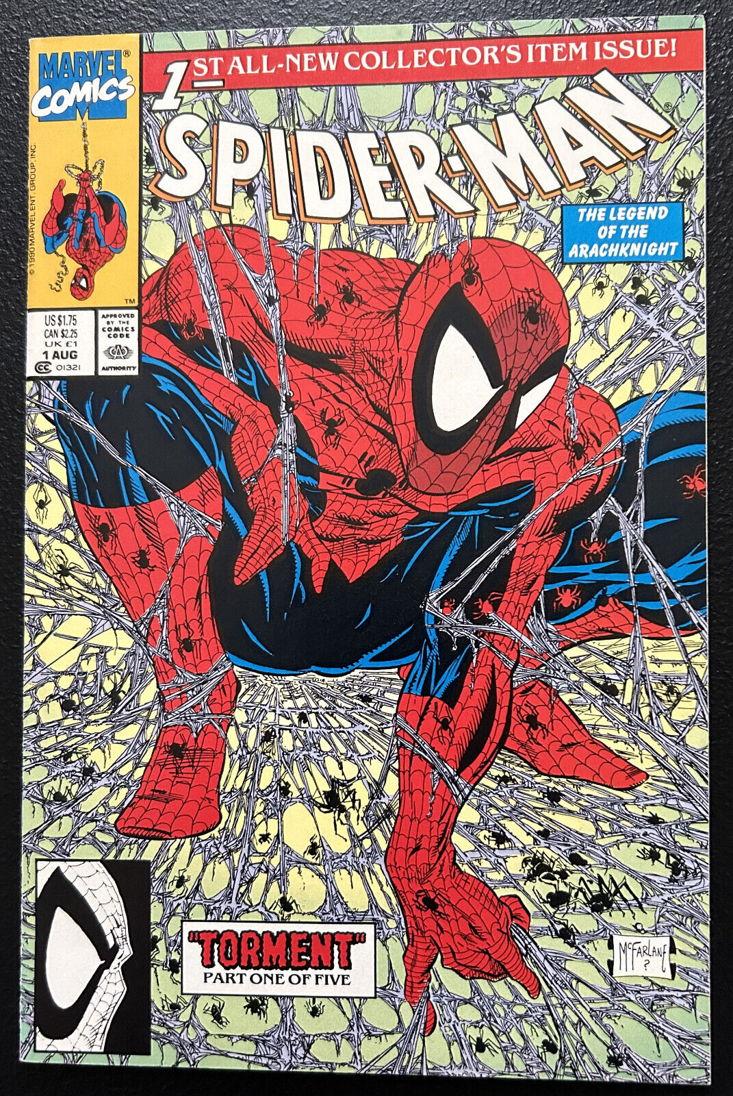 Spider-Man #1 Green Cover McFarlane Marvel, August 1990 Torment Part 1 Of 5