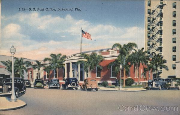 U.S. Post Office,Lakeland,Fla.,FL Polk County Florida Lakeland News Co. Postcard