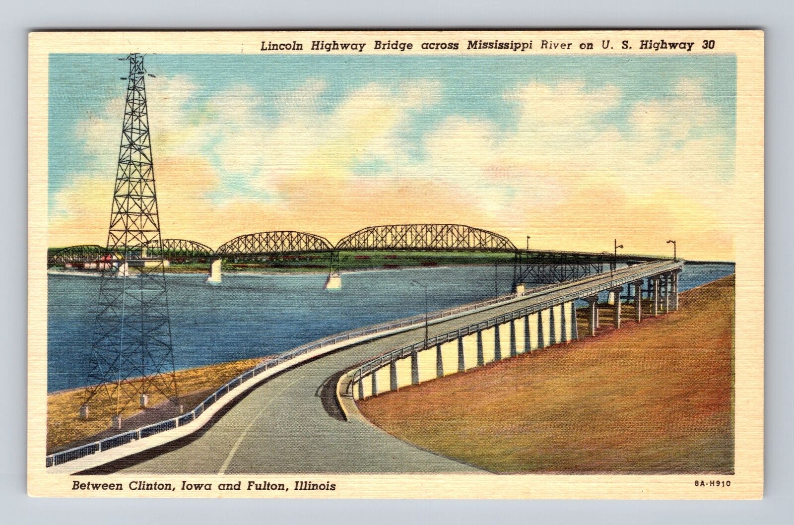 Fulton IL-Illinois, Lincoln Highway Bridge, Antique, Vintage Postcard