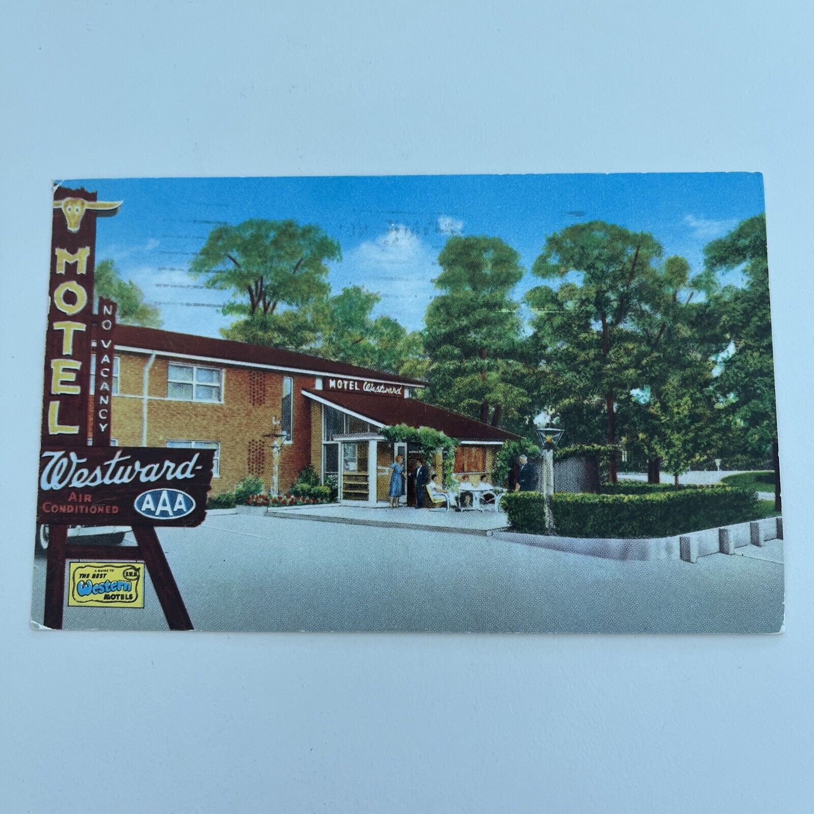 ROADSIDE Route 66 Postcard--MISSOURI--St Louis--Westward Motel--Sign Entrance