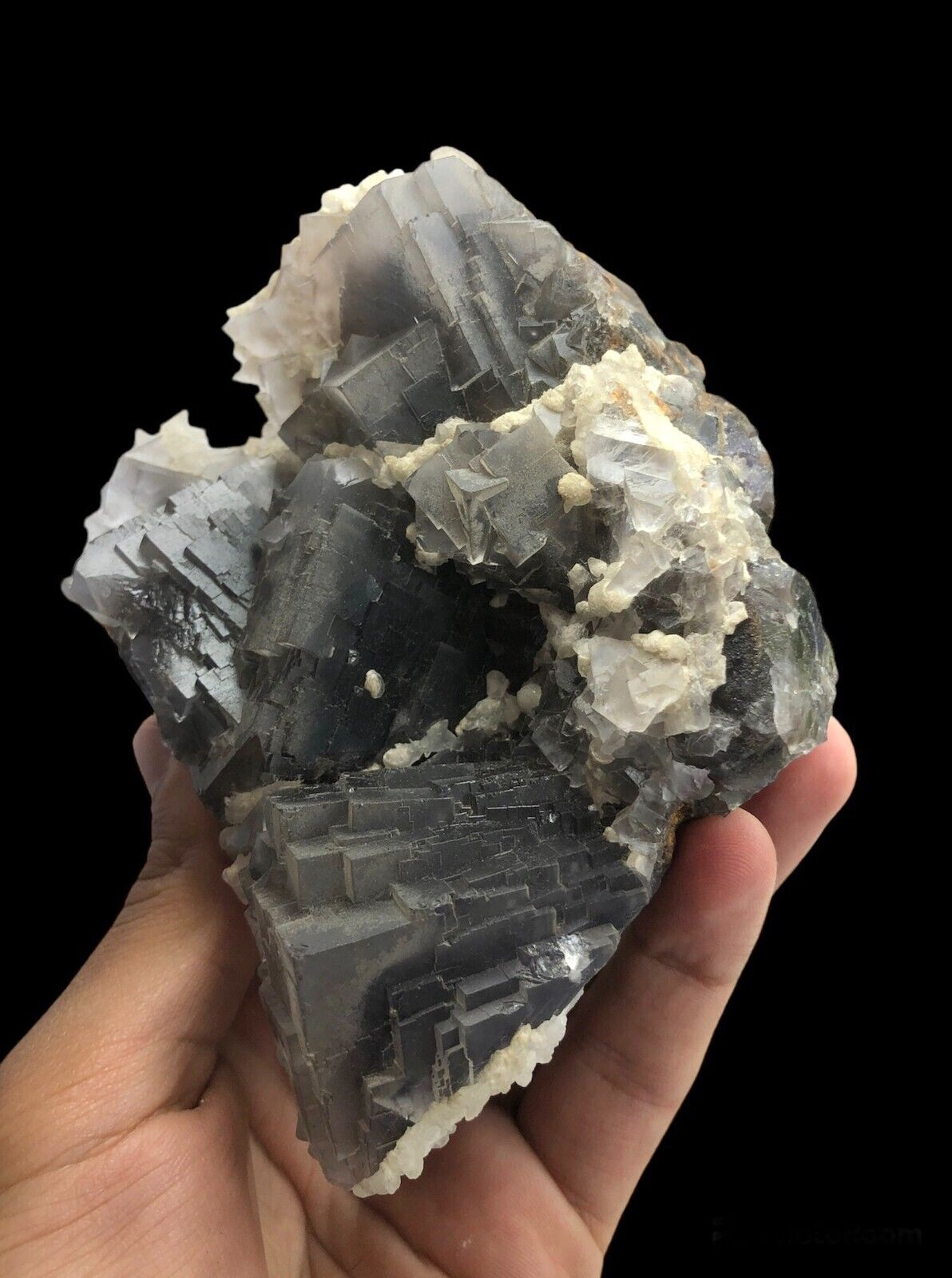 750g Natural Fluorite with Calcite Crystal Mineral Rock Specimen from Pakistan