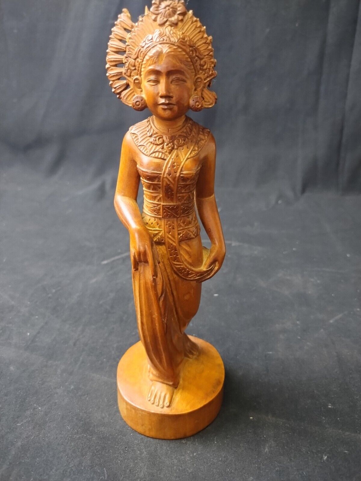 Balinese Carved Wood Figurine Statue Woman Priestess 8.5\