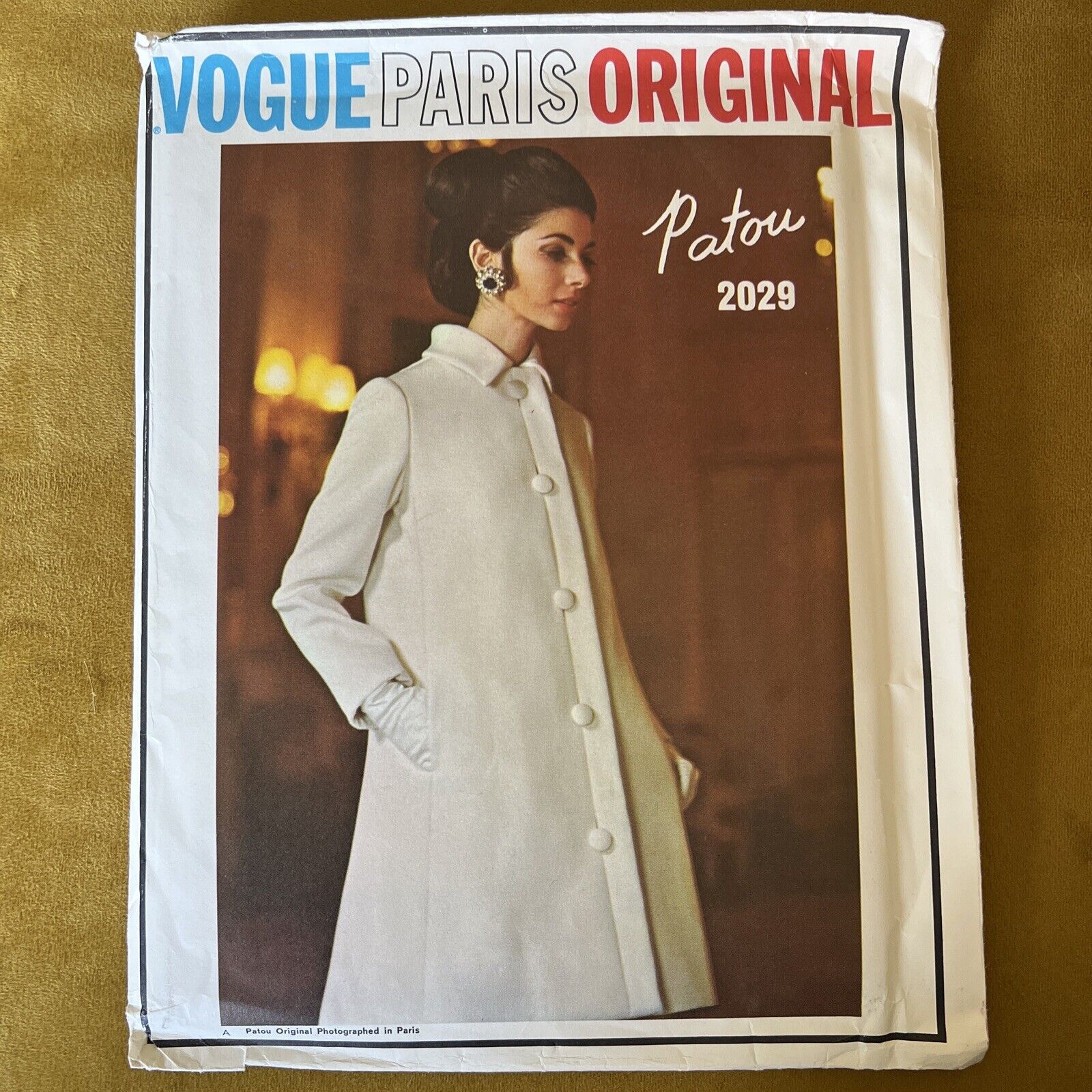 Rare 1968 VOGUE PARIS ORIGINAL Pattern by PATOU UNCUT 2029 Dress Coat Sz 14=10