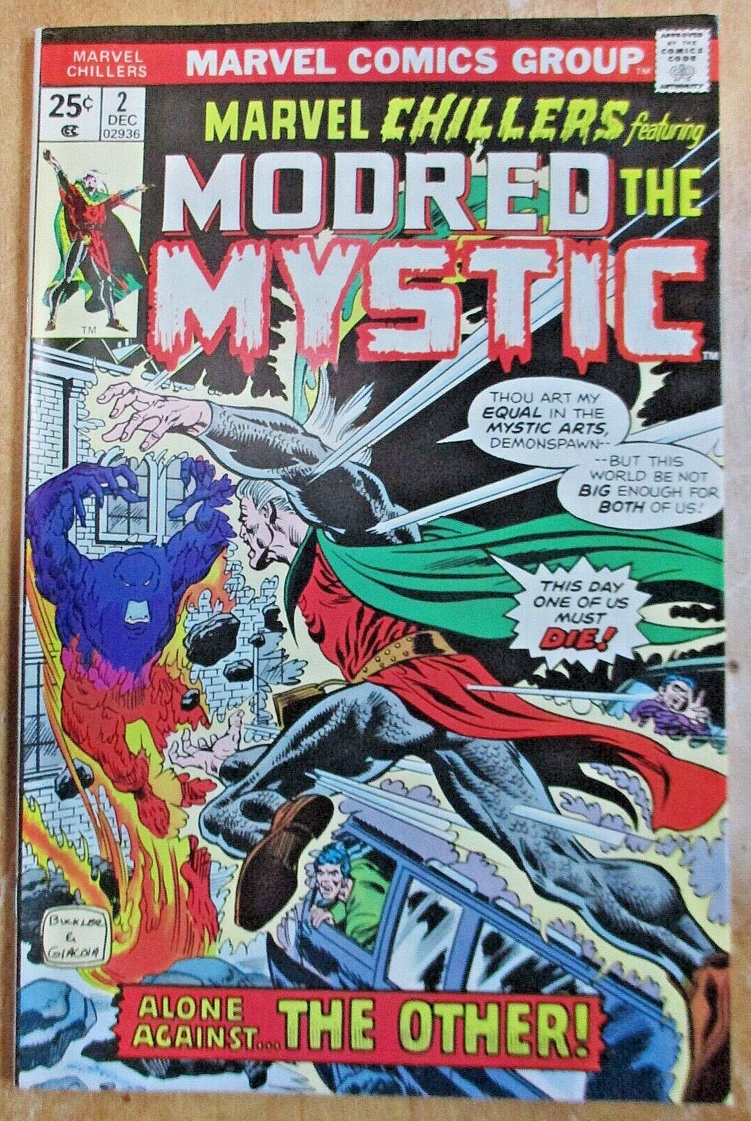 MARVEL CHILLERS #2 Featuring  MODRED THE MYSTIC Art by John Bryne 1975 VF/NM