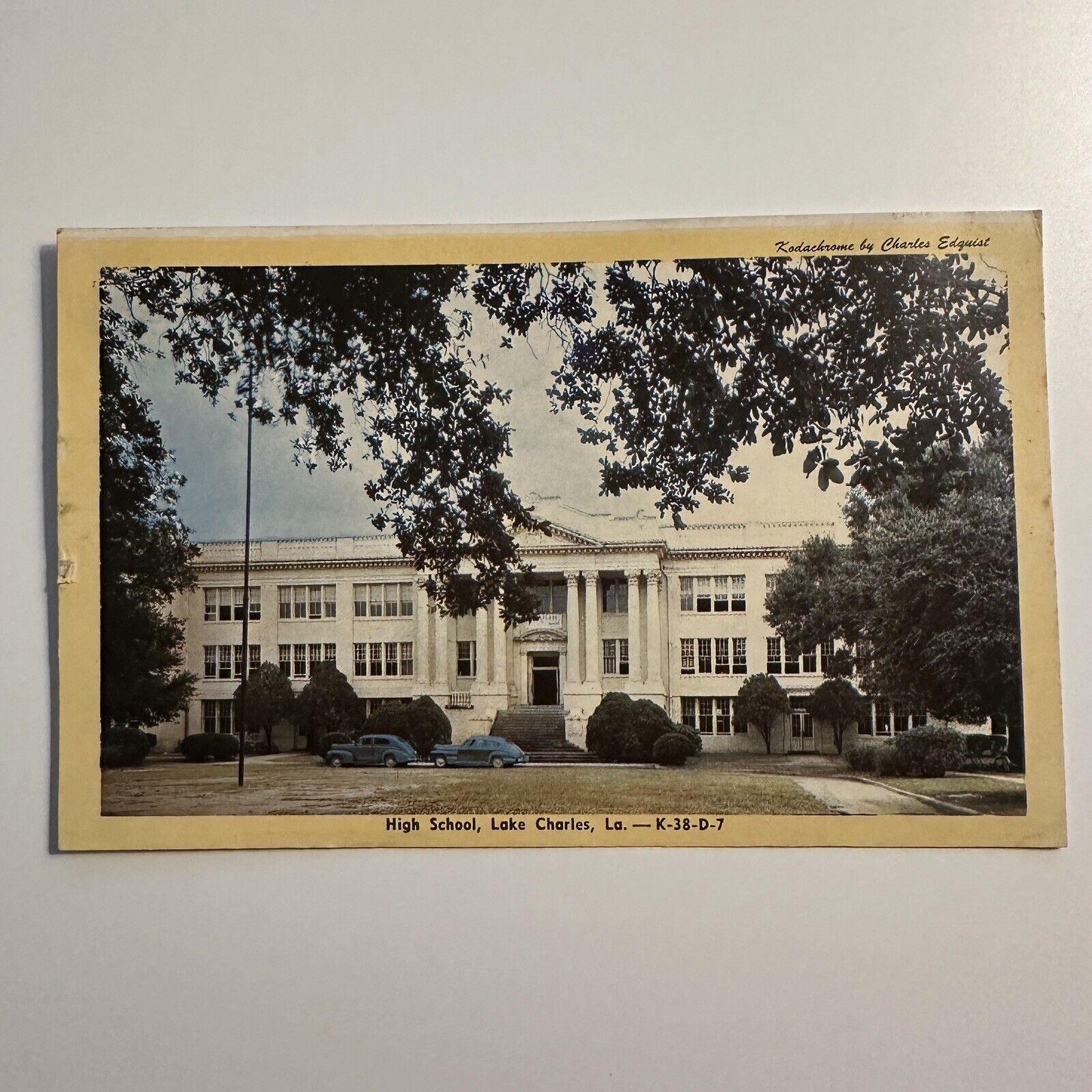 Postcard Lake Charles High School Lake Charles Louisiana Unposted Vintage c1950s