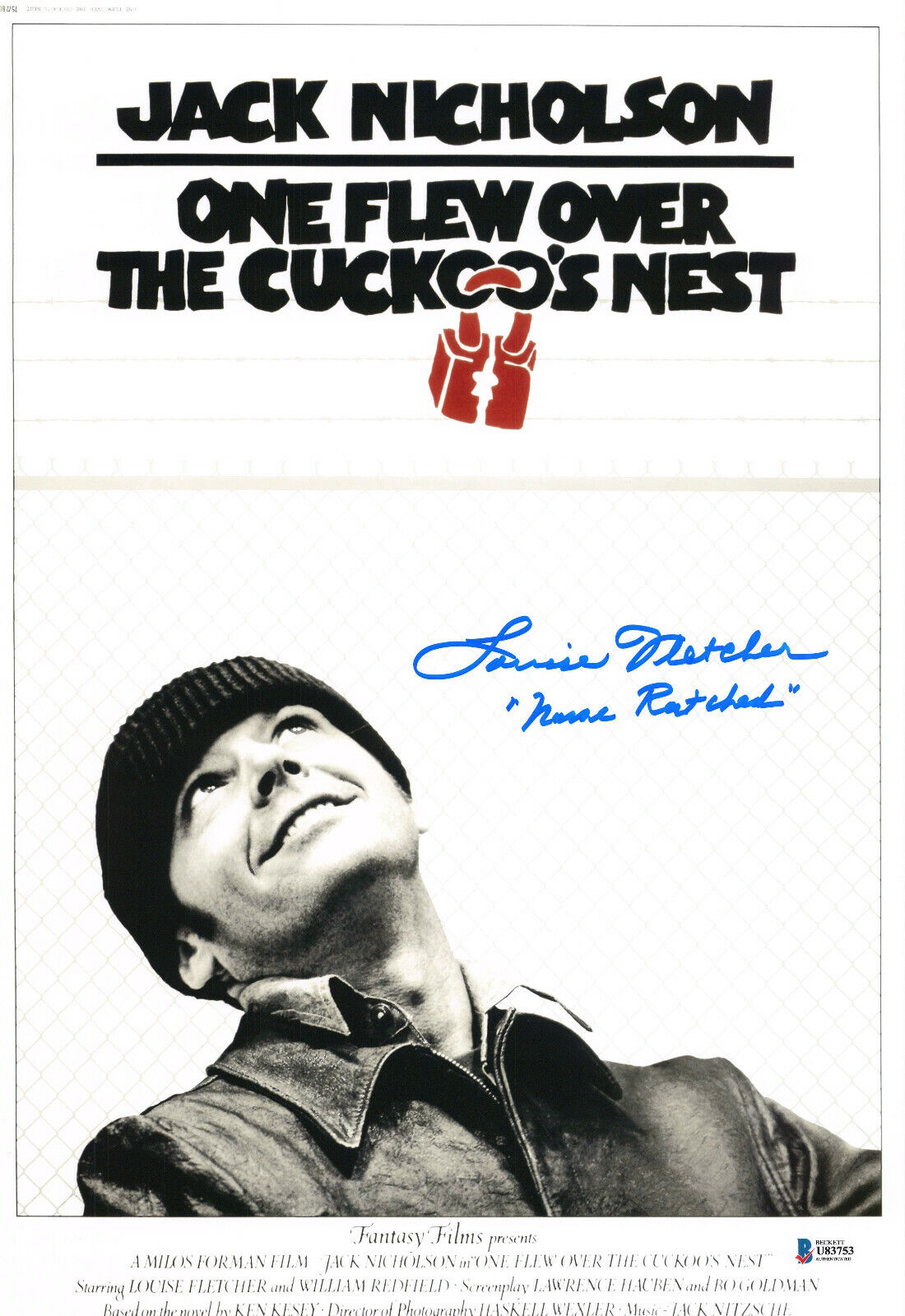 LOUISE FLETCHER ONE FLEW OVER THE CUKOO'S NEST SIGNED 12X18 BECKETT BAS COA 13