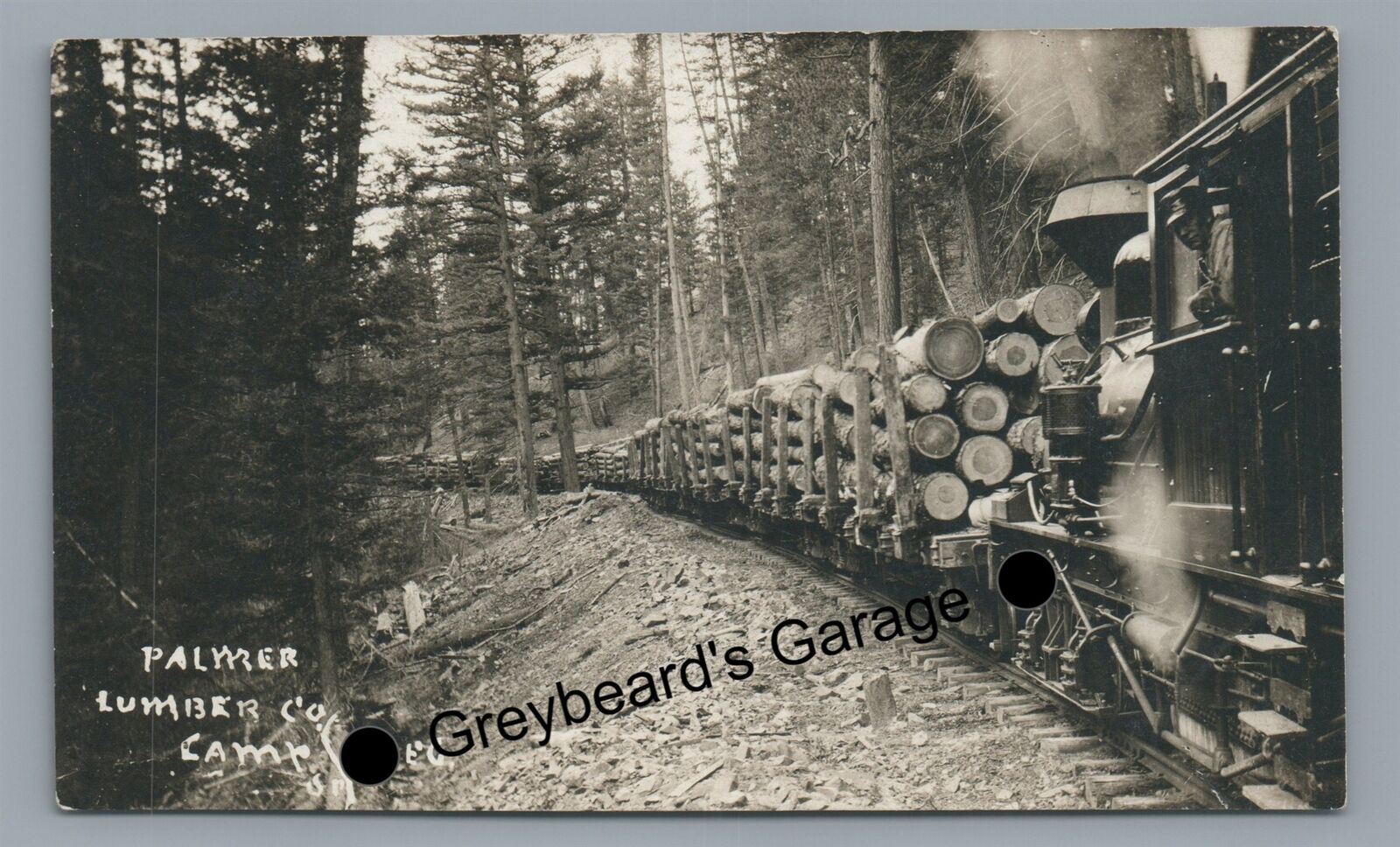 RPPC Palmer Lumber Logging Railroad Train Shay Locomotive OR Real Photo Postcard
