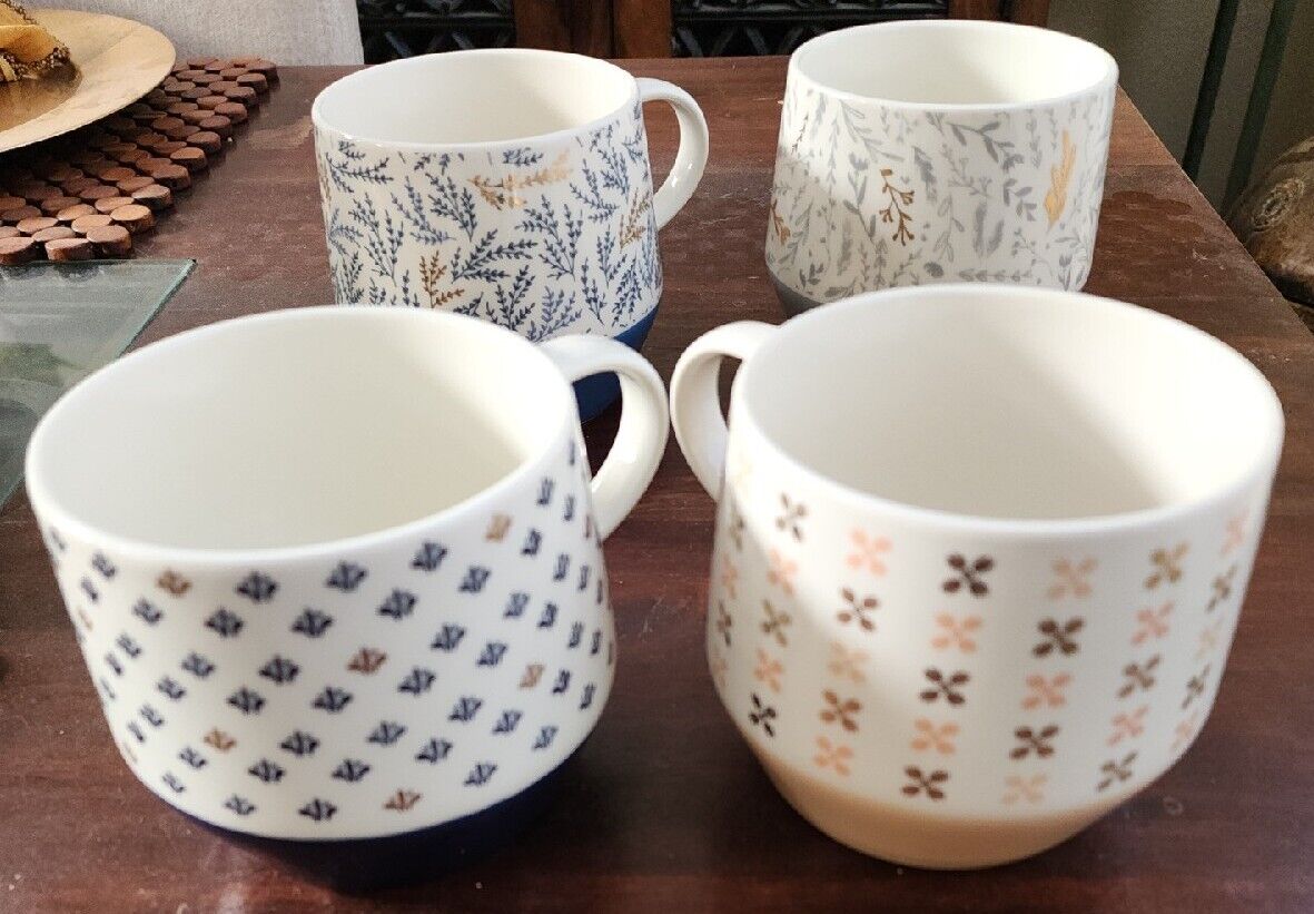 Coffee/Tea Mugs Bone China Set Of Four Elegant By Thirstystone 4\