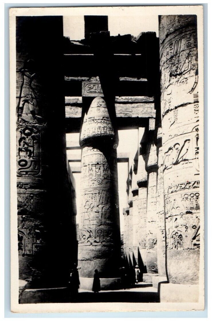 c1920\'s General View Of The Hypostyle Hall Of Seti I Karnak Egypt RPPC Postcard