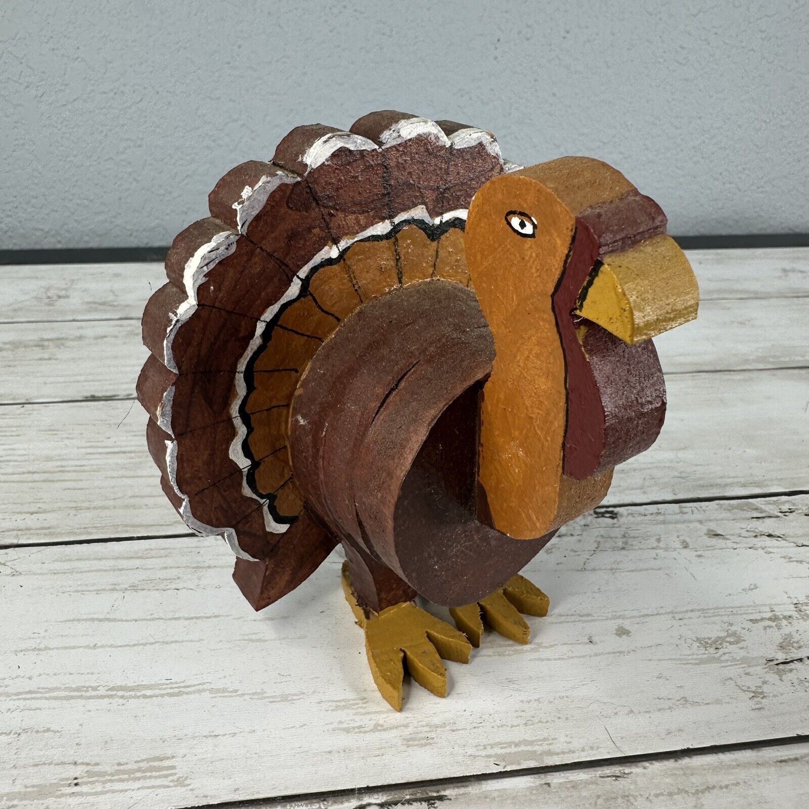 Vintage Folk Art - Hand Painted Wood Animal Figure - Turkey