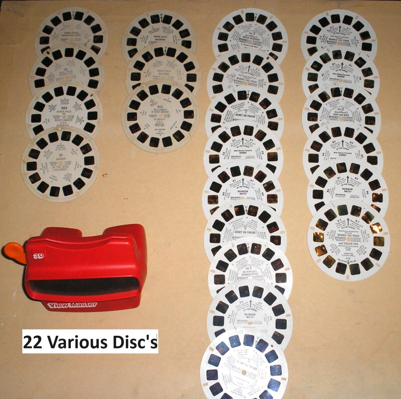 Vintage {View-Master Viewer & 22 Discs} Rare Disney Reels. **See Pictures**