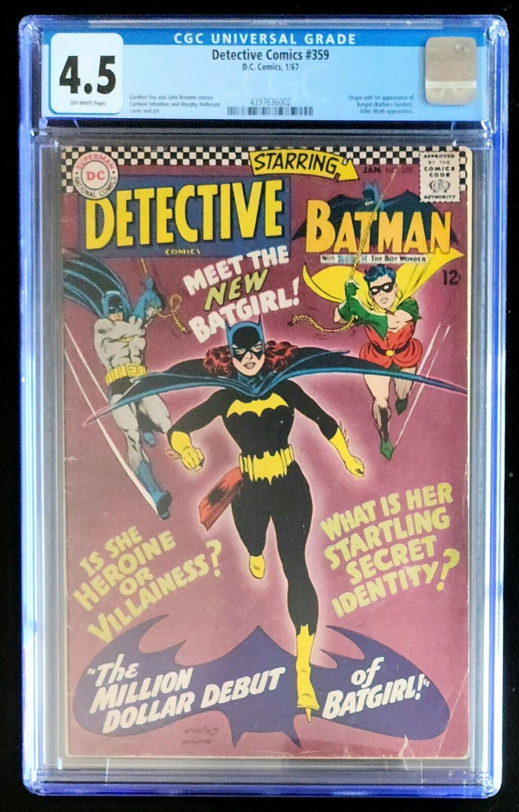 Detective Comics #359 - D.C. Comics 1967 CGC 4.5  (1st appearance of Batgirl)