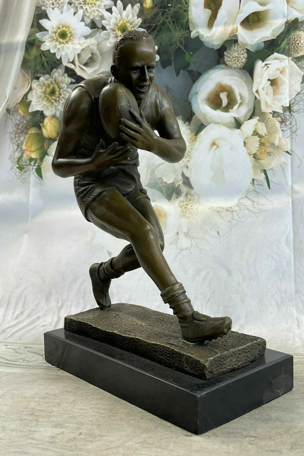 Australian Rugby Football Player Bronze Metal Sculpture Statue Figure Trophy NR