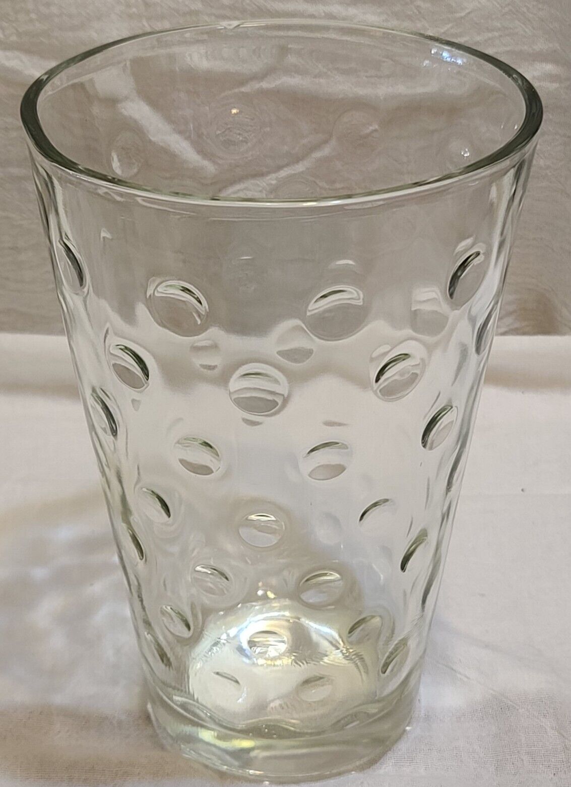 Vintage Retro Art Deco Bubble Circle Coin Dot Clear Glass Flower Vase Flared Top