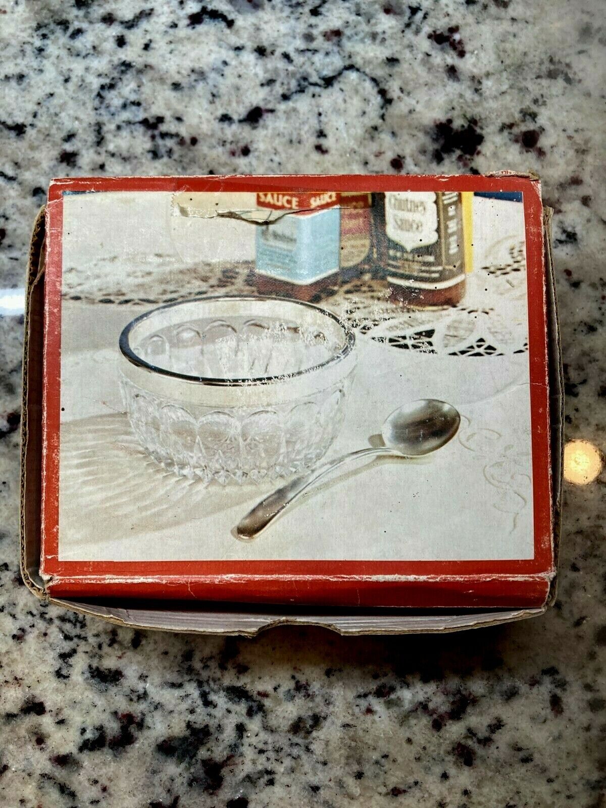 Vintage 1975 Eales 1779  Silverplate & Crystal 2 PC. Sauce Set # 351