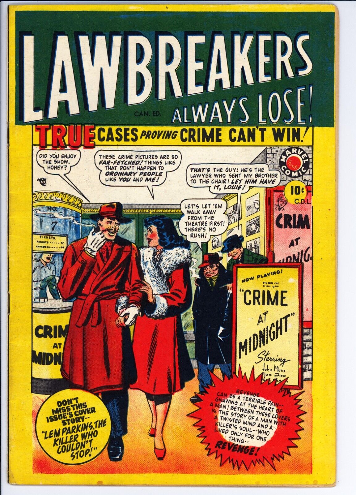 Lawbreakers Always Loose #7 FN/VF Marvel (1949) - Rare Canadian ED. - S.O.T.I.