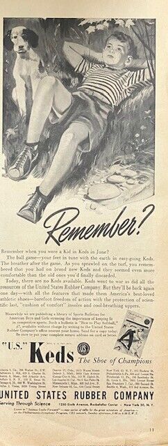 Rare 1940s Vintage Original Keds Shoes Advertisement Boy and His Dog
