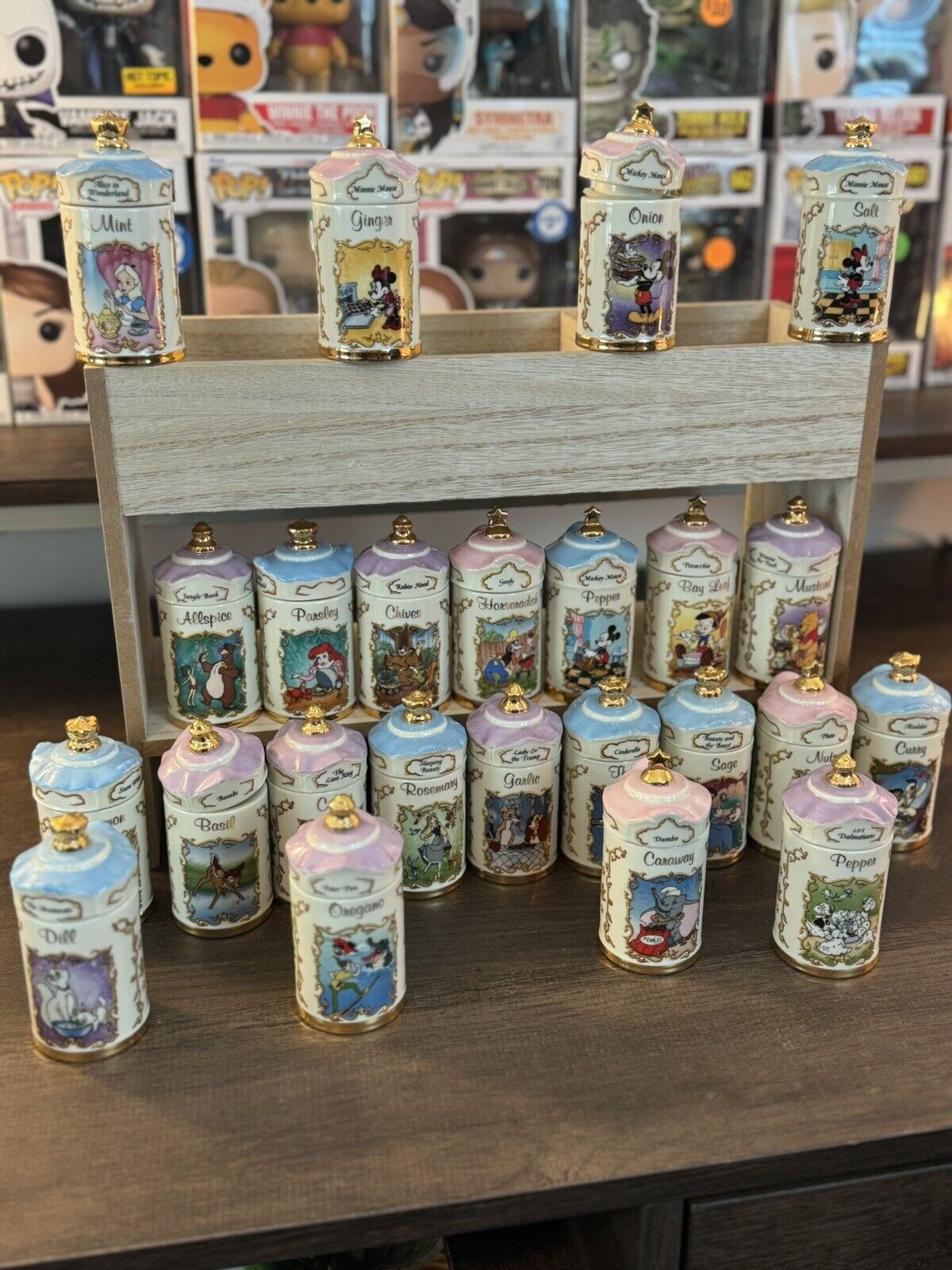 Lenox Walt Disney Spice Jar Set - Complete Set of 24. USED