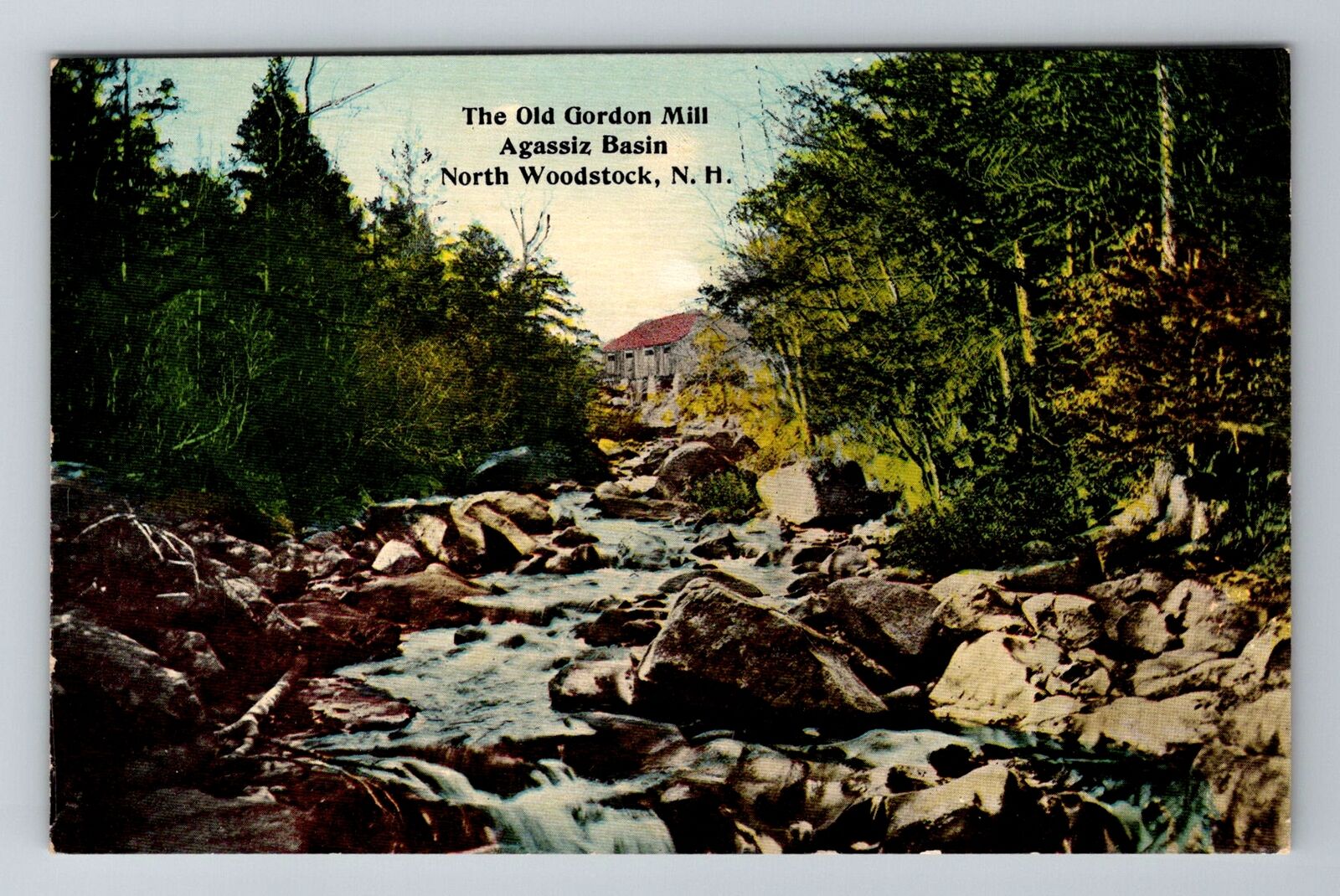 North Woodstock NH-New Hampshire, Old Gordon Mill, Antique, Vintage Postcard