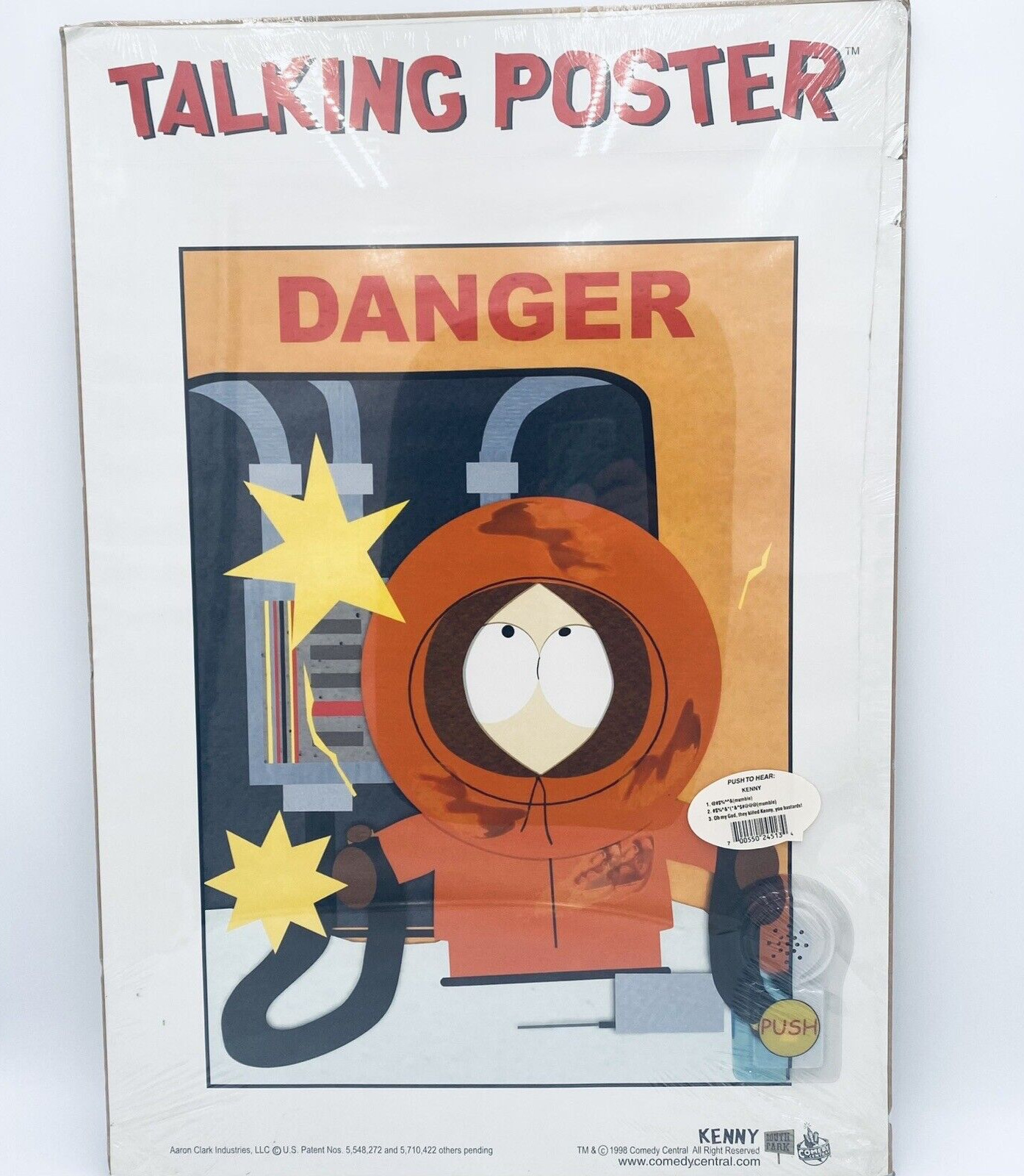 Vintage South Park Kenny Talking Poster Sealed Says 3 Phrases Works NOS 1998